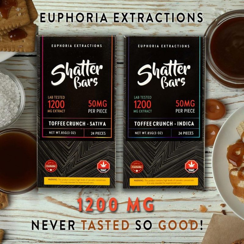 Euphoria Extractions Shatter Bars Toffee Crunch (Sativa 1200mg