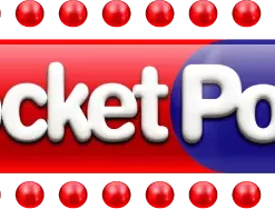 Rocket Pops logo: a red-to-blue rounded badge with white bubbly text reading 'Rocket Pops' and a border of red marquee bulbs surrounding it.