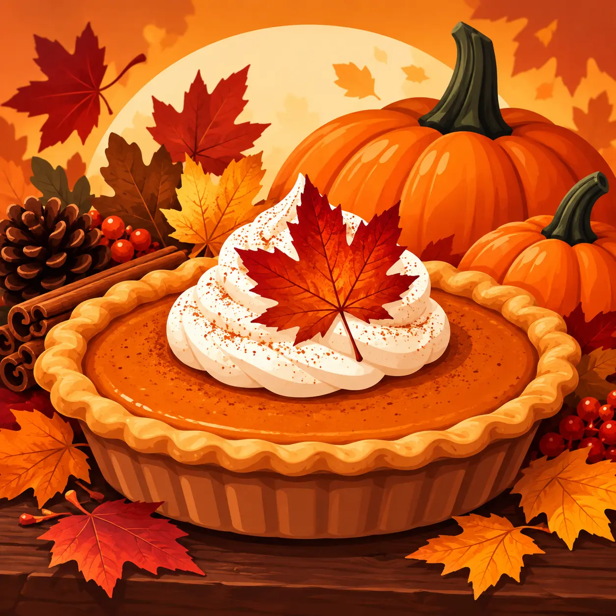 Thanksgiving weed sale - pumpkin pie with autumn maple leaves