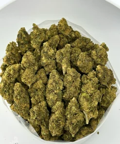 Ghost Train Haze flower shown as a group of buds in a bowl